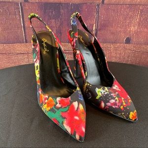 QUPID Floral Pointy Toe Slingback Pumps, NWOT